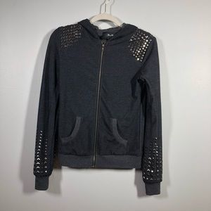 Miss Me Studded Zip Up Hoodie S